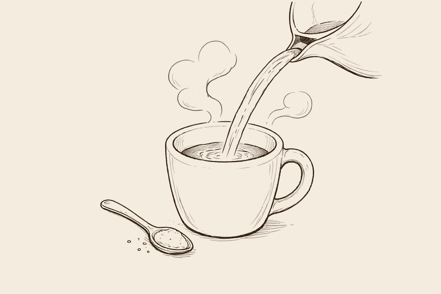 Une tasse avec une cuillère pour la préparation